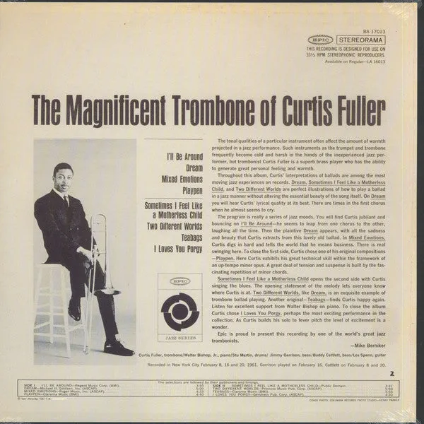 Curtis Fuller Magnificent Trombone vinile LP ristampa