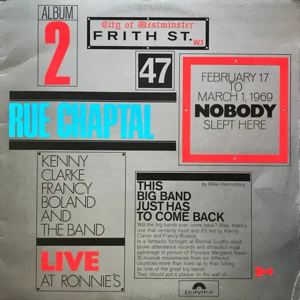 Kenny Clarke Francy Boland Live at Ronnie's LP big band VG