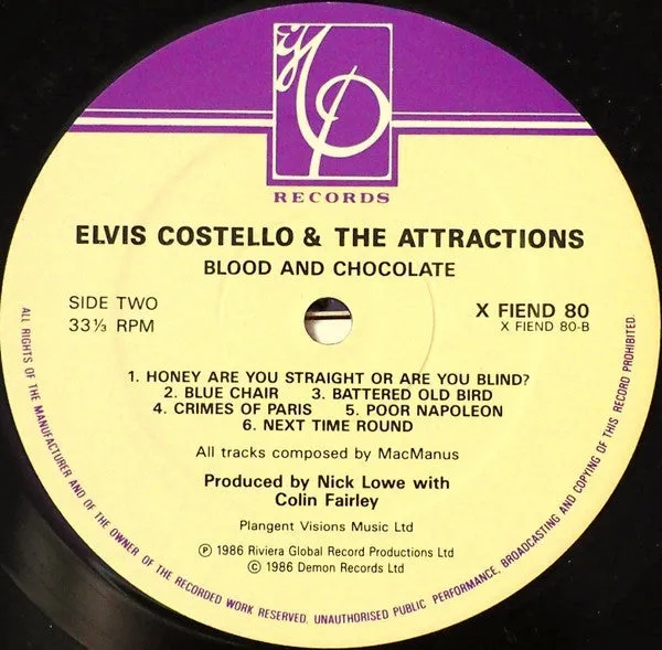 Elvis Costello Blood & Chocolate LP vinile album 1986