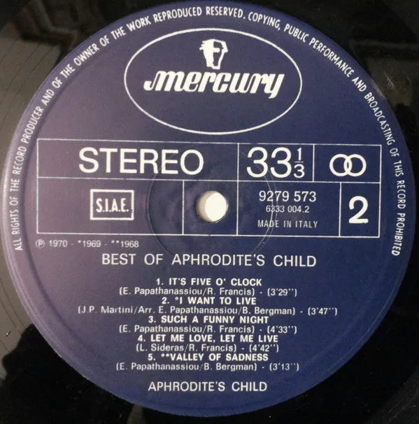 Aphrodite's Child Best Of LP vinile usato NM prog rock
