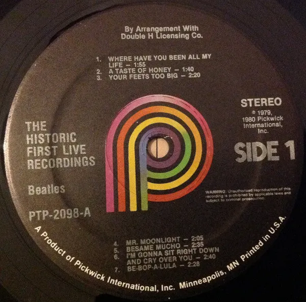 Beatles Historic First Live Recordings doppio LP 1980