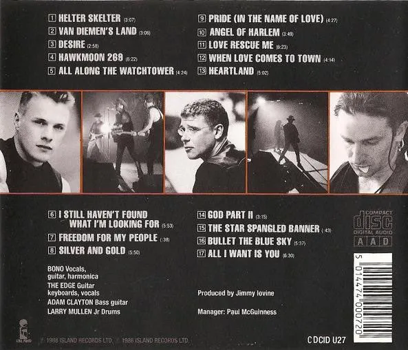 U2 Rattle And Hum CD album 1988