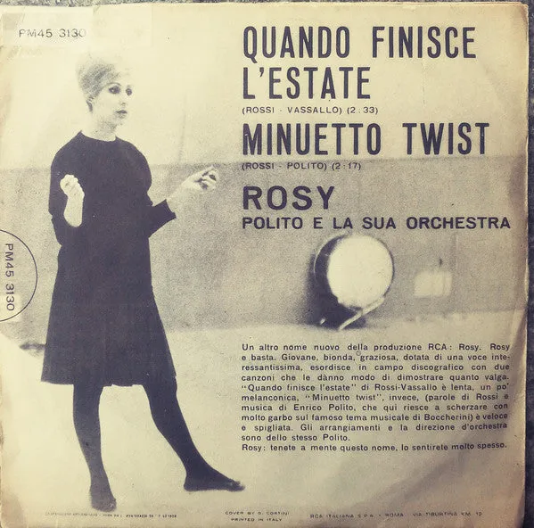 Rosy Quando Finisce L'Estate 45 giri 7" mono twist G+