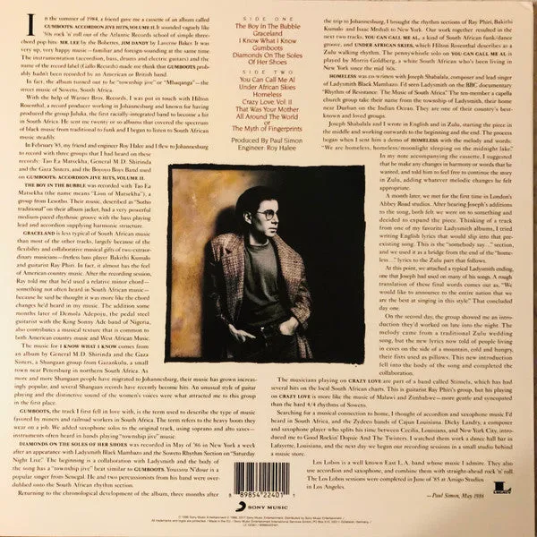 Paul Simon Graceland vinile LP 180g pop rock
