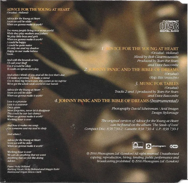 Tears For Fears Advice For The Young At Heart CD singolo near mint