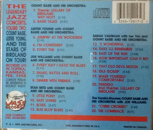 Count Basie Stars Of Birdland On Tour CD mono live 1955