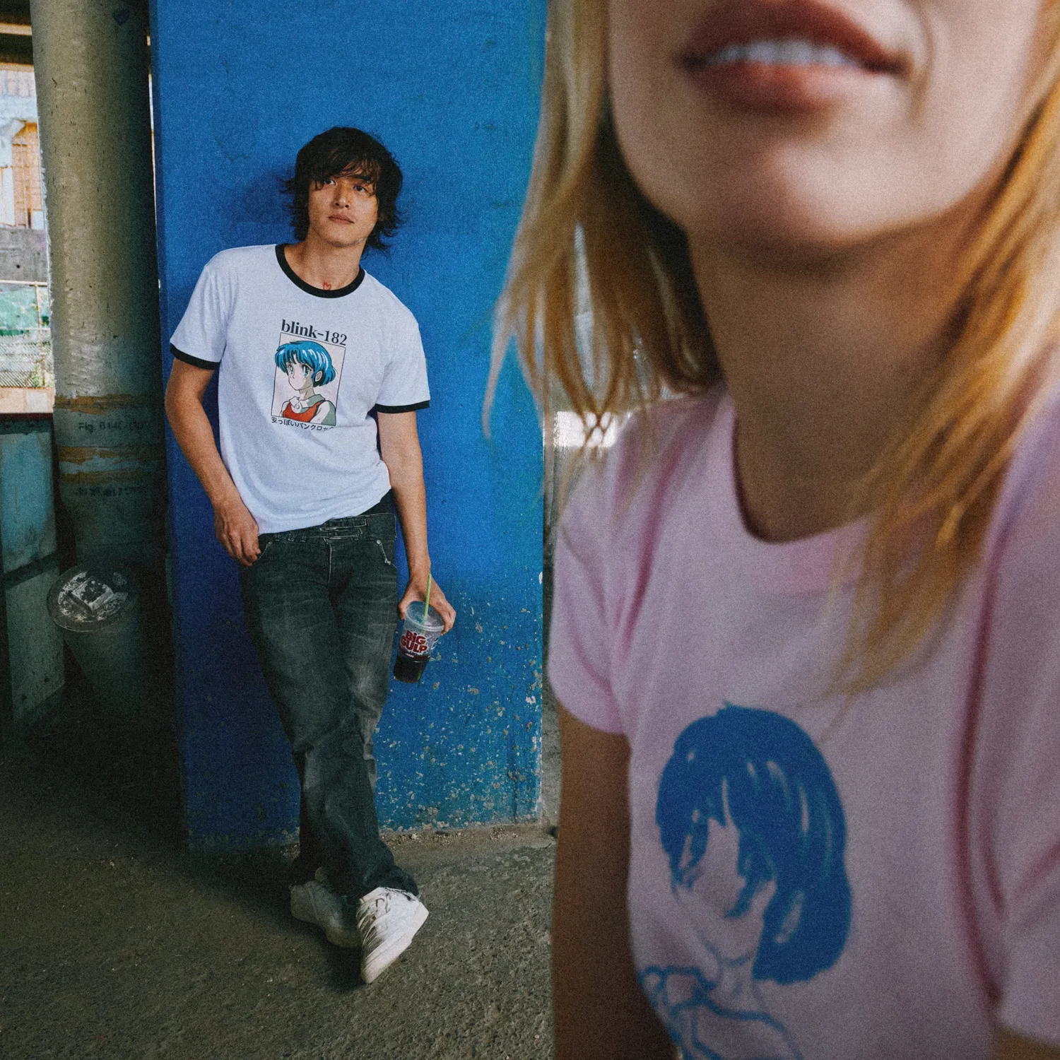 blink-182 Anime Pink Crop Tee maglietta crop rosa donna