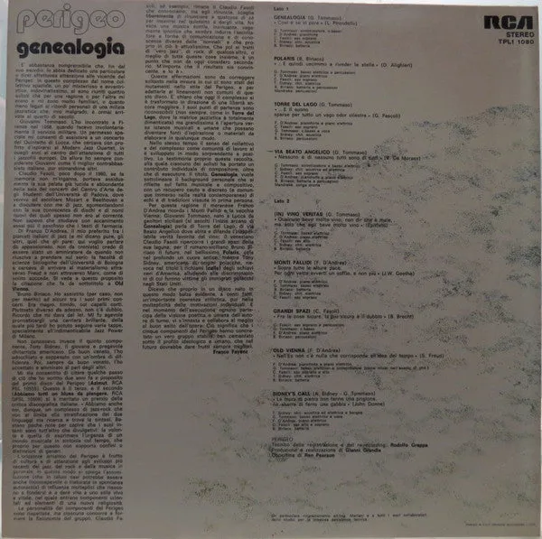 Perigeo Genealogia vinile LP gatefold fusion VG+