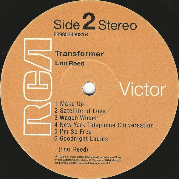 Lou Reed Transformer vinile LP rimasterizzato Mint