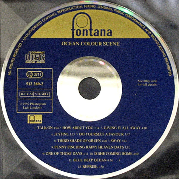 Ocean Colour Scene Ocean Colour Scene CD album 1992 booklet