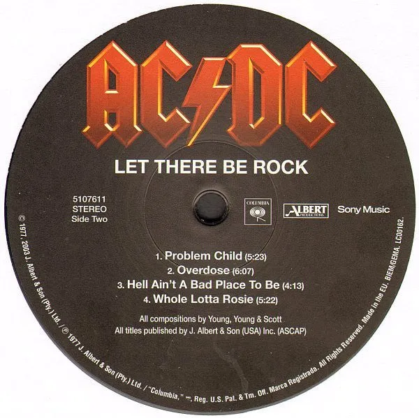 AC/DC Let There Be Rock LP 180g rimasterizzato M