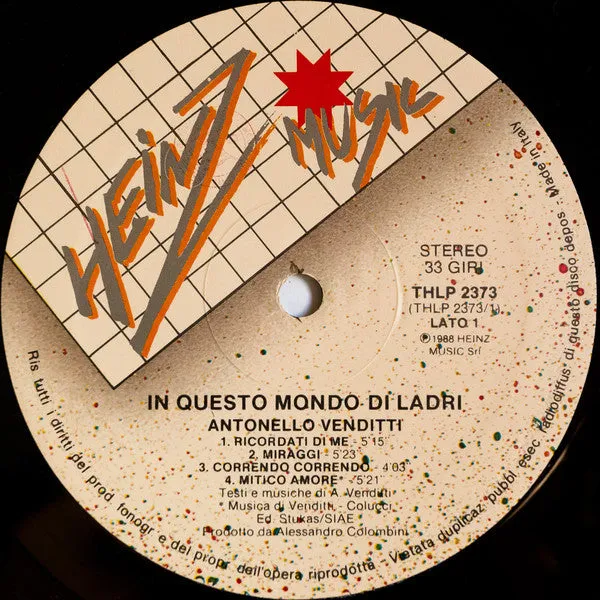 Antonello Venditti In Questo Mondo Di Ladri LP vinile 1988