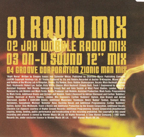 Sly & Robbie Night Nurse CD singolo slimline VG+