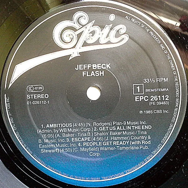 Jeff Beck Flash LP vinile Olanda 1985 prima stampa