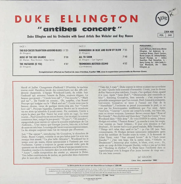 Duke Ellington Antibes Concert Vol.1 vinile LP ristampa