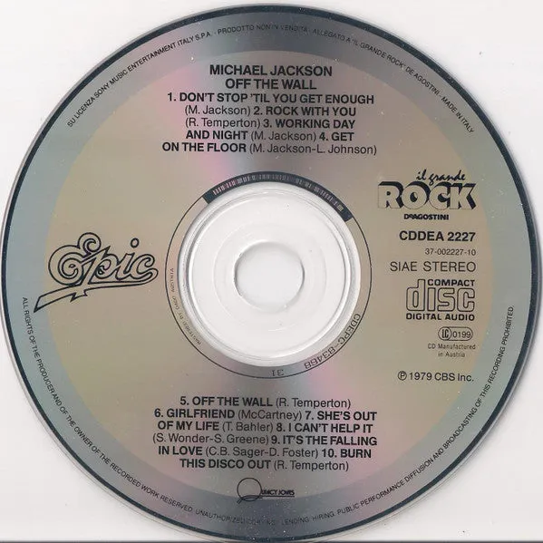 Michael Jackson Off The Wall CD ristampa funk soul