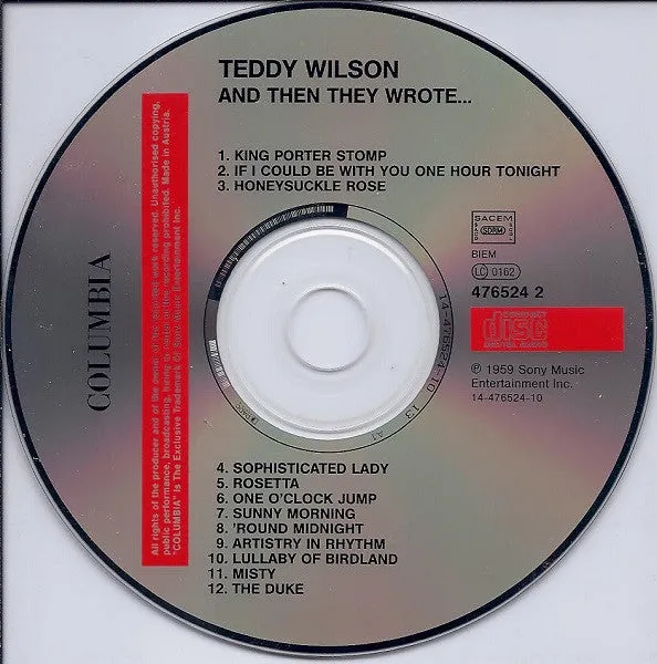 Teddy Wilson And Then They Wrote CD album jazz NM