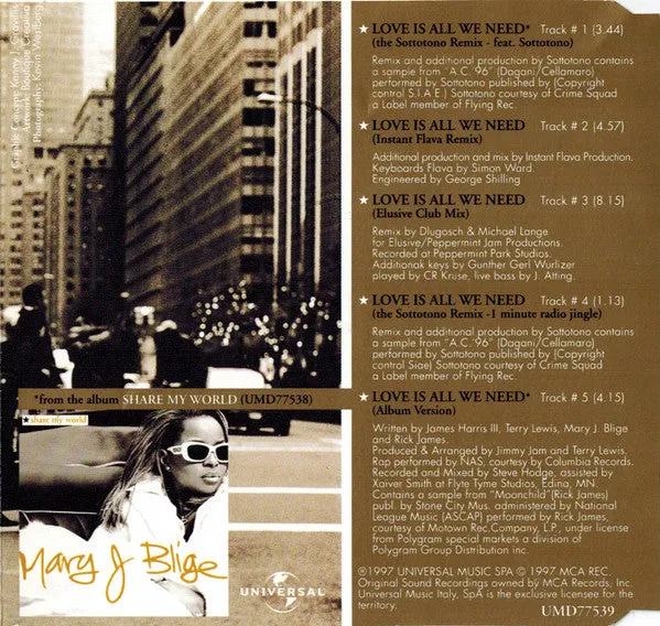 Mary J. Blige Love Is All We Need CD maxi remix '97