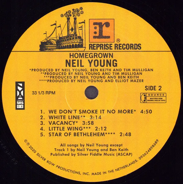 Neil Young Homegrown LP vinile folk rock 2020