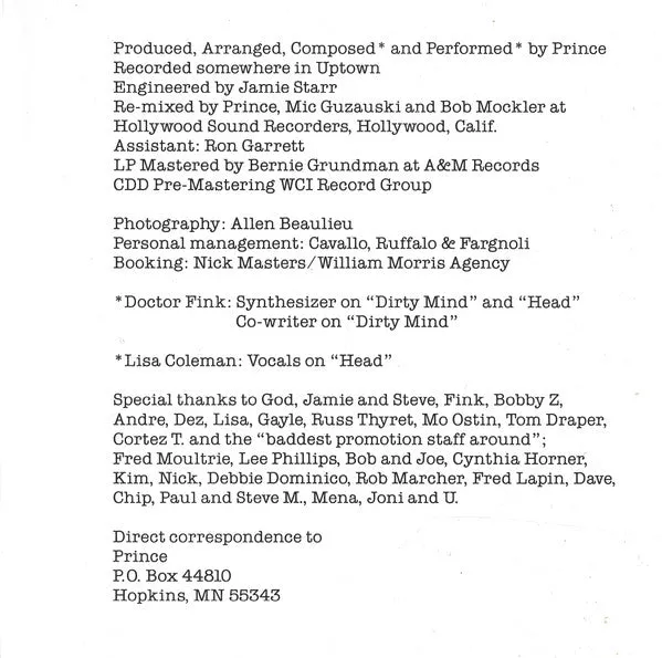 Prince Dirty Mind CD album ristampa Germania funk soul