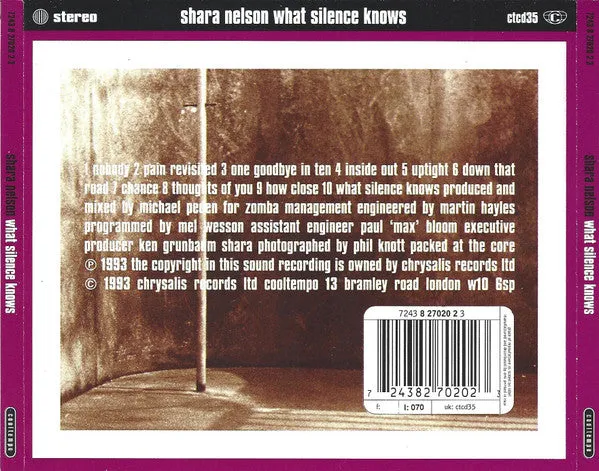 Shara Nelson What Silence Knows CD usato trip hop