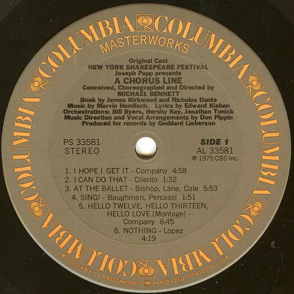 A Chorus Line Original Cast Recording vinile LP gatefold NM