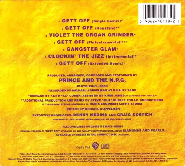 Prince Gett Off CD maxi singolo digipak USA 1991 house funk