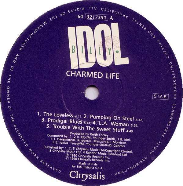 Billy Idol Charmed Life vinile LP usato VG+ Italia 1990