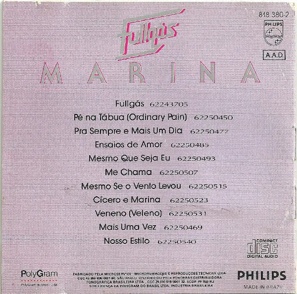 Marina Fullgás CD album MPB Philips VG+