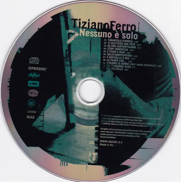 Tiziano Ferro Nessuno È Solo CD album quasi mint