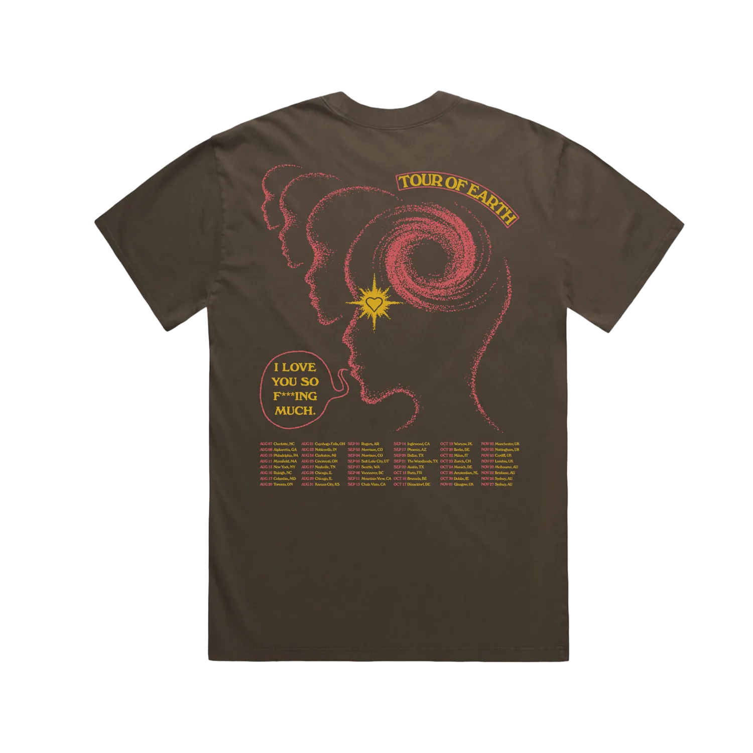 Glass Animals I Love You Tour t-shirt marrone S-XXL