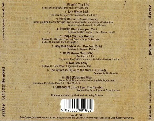 Ruby Salt Peter Remixed CD album 1996 trip hop
