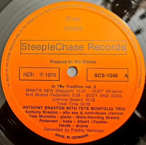 Anthony Braxton In The Tradition Volume 2 LP VG+