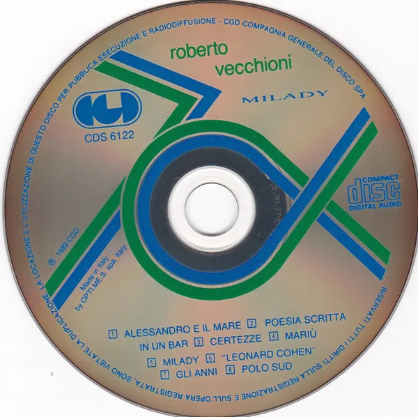 Roberto Vecchioni Milady CD album usato VG