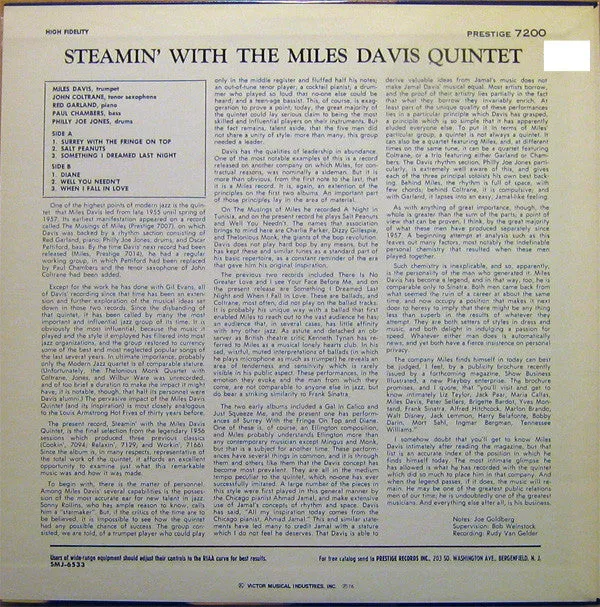 Miles Davis Quintet Steamin' vinile LP mono Japan 1976