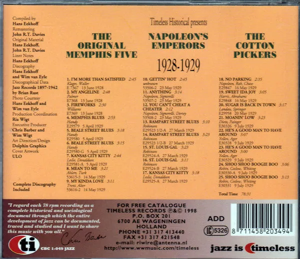 Original Memphis Five 1928-1929 CD compilation usato