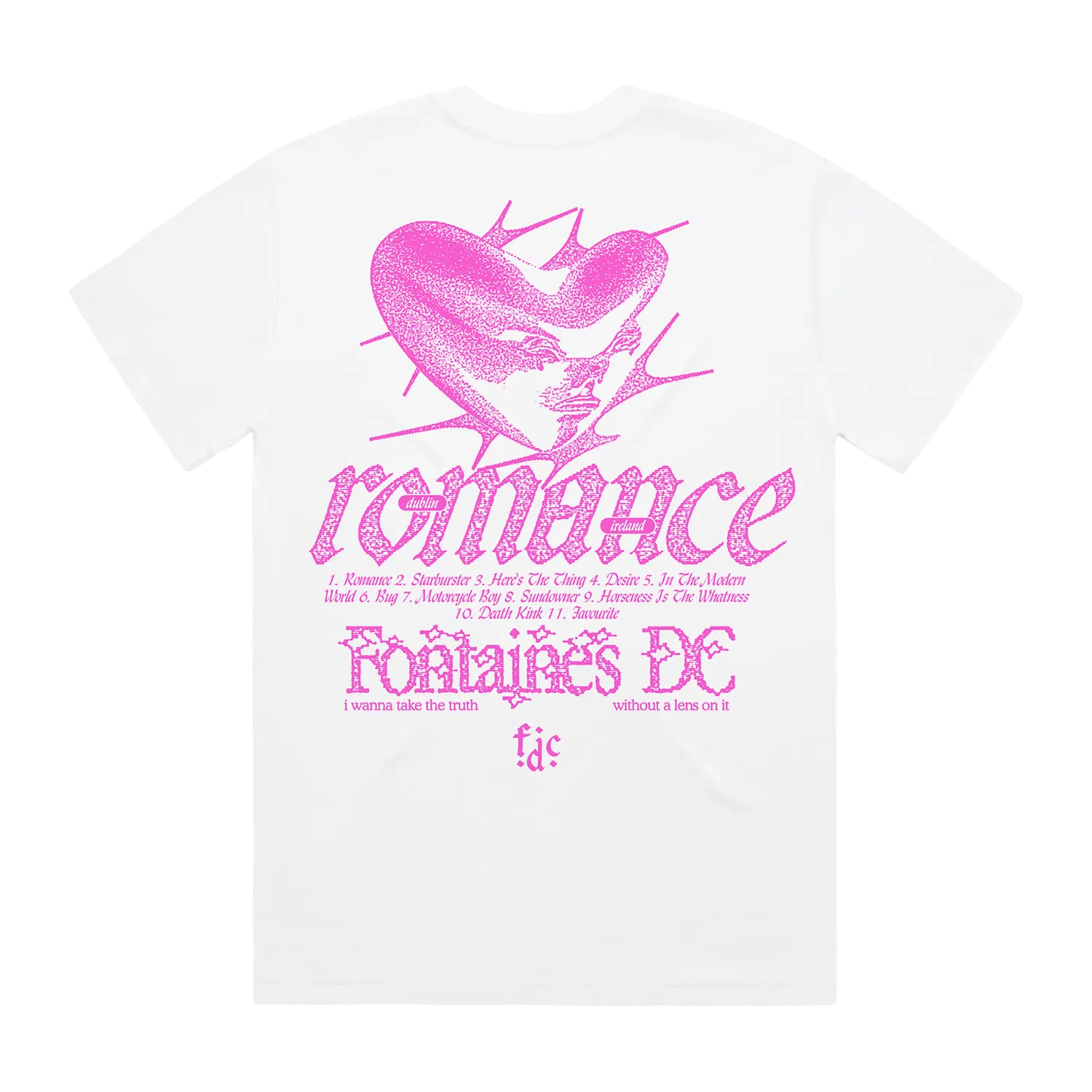 Fontaines D.C. Romance Tracklist t-shirt bianca