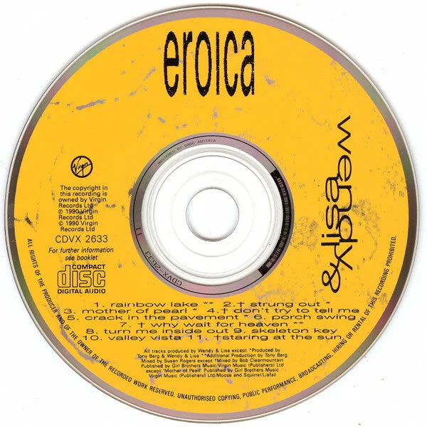 Wendy & Lisa Eroica CDVX 2633 CD edizione limitata synth-pop