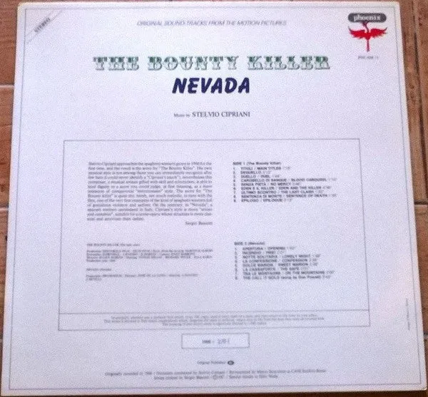 Stelvio Cipriani Bounty Killer Nevada LP vinile limitato