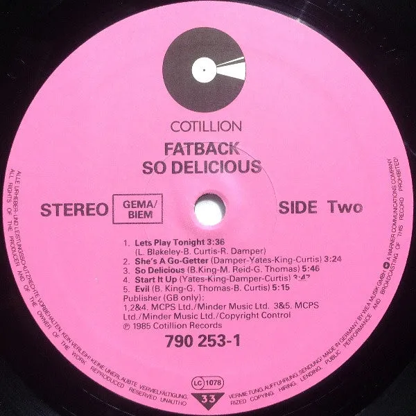 Fatback So Delicious vinile LP boogie 1985