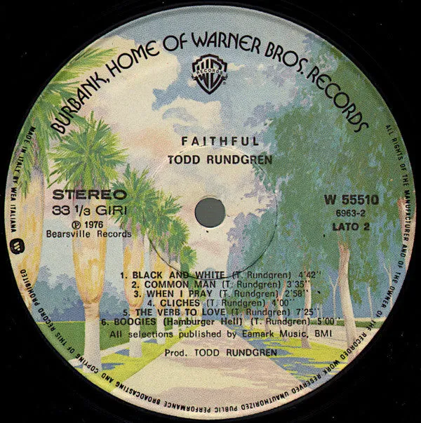 Todd Rundgren Faithful vinile LP stampa Italia VG