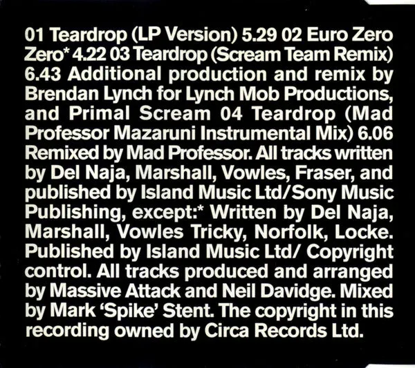 Massive Attack Tear Drop CD singolo trip hop VG+