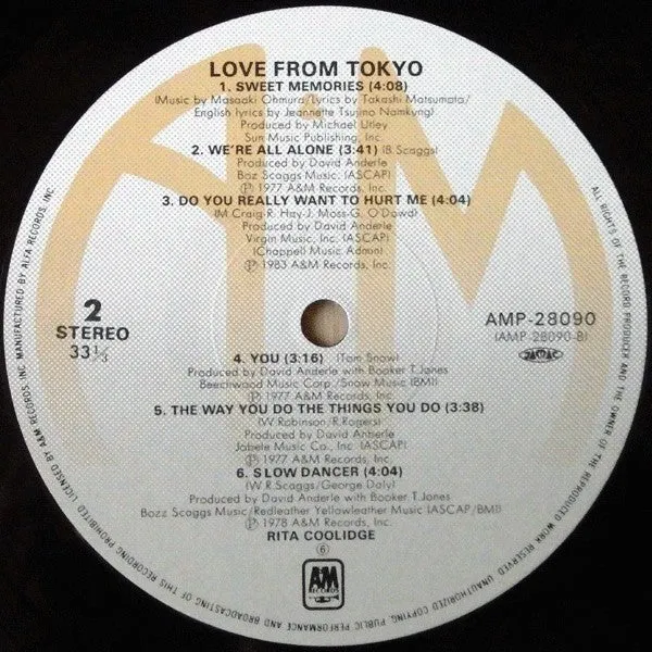 Rita Coolidge Love From Tokyo LP vinile Giappone 1984