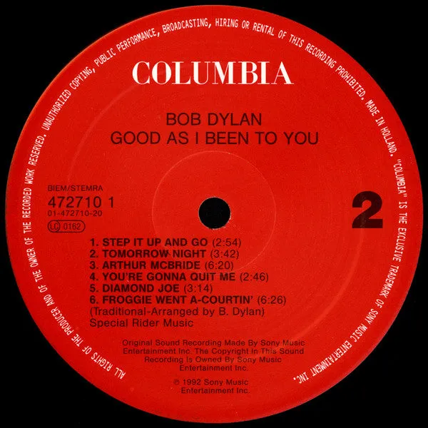 Bob Dylan Good As I Been To You LP usato folk
