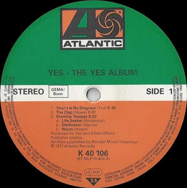 Yes The Yes Album LP vinile ristampa prog rock