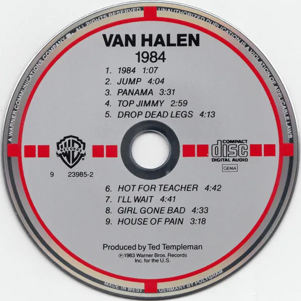 Van Halen 1984 CD album hard rock tedesca