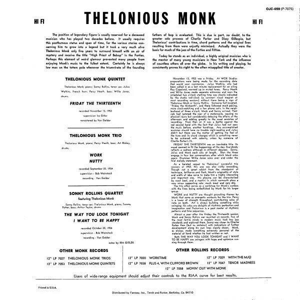 Thelonious Monk Sonny Rollins vinile LP compilation