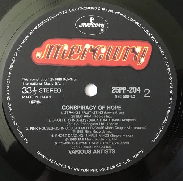 Various Conspiracy Of Hope LP Giappone obi 1986
