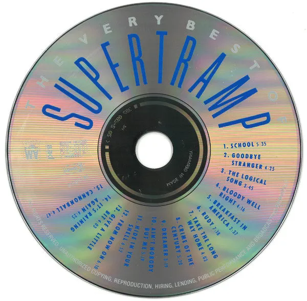 Supertramp Very Best Of CD compilation pop rock 1990