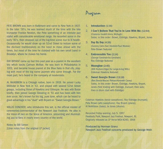 Coleman Hawkins At Newport CD album Verve 2007 usato